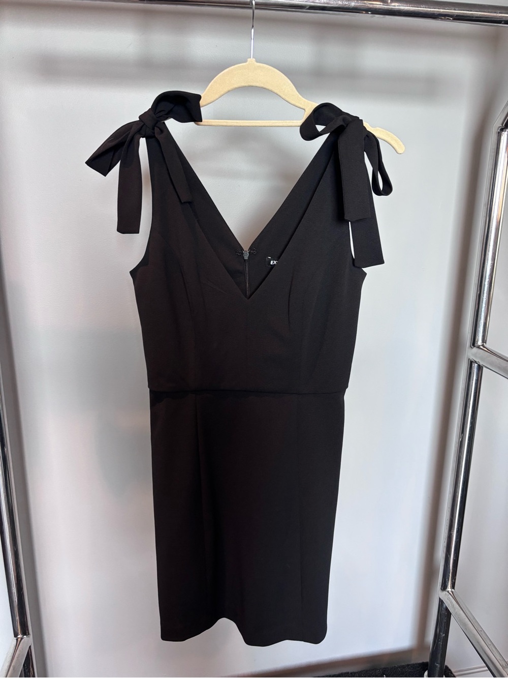 Express Black Tie-Shoulder V-Neck Mini Dress